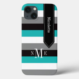 Mini Caso iPad | Stripes | Turquesa, Preto, Cinza