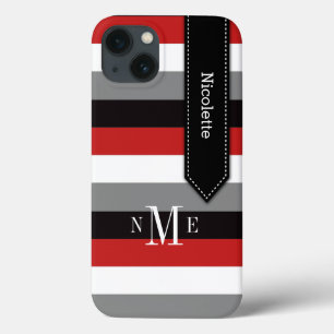 Mini Caso iPad Stripes Vermelho, Preto, Cinza