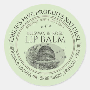 Mini etiqueta de estanho labial de cera de abelhas
