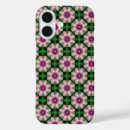 Mini Geometric Floral in Green and Pink