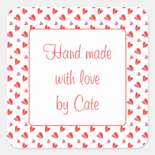 MINI HEARS 1,5" Adesivos "Mão Feita" Quadrados