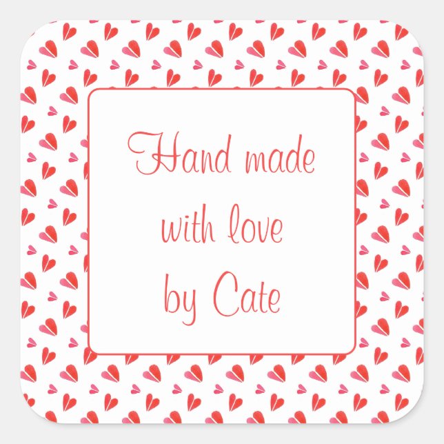 MINI HEARS 3" Adesivos "Mão Feita" Quadrados (Frente)
