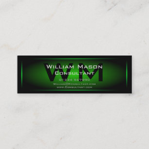 Mini Monograma quadro preto & verde - cartão de visita