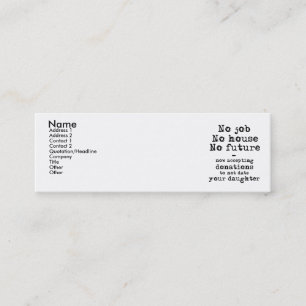 Mini Não date seu cartão de visita das doações da f