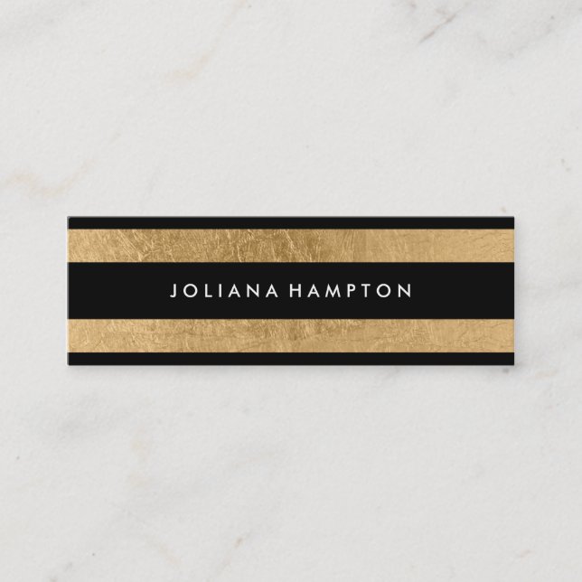 Mini O cartão de visita Luxe Dourado preto moderno, (Frente)