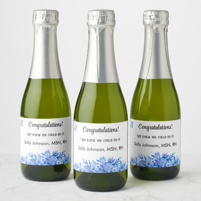 Mini Parabéns De Garrafas De Vinho Azul De Cobalto (Garrafas)