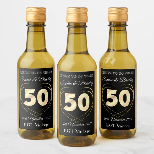 Mini Personalizado 50º Aniversário de Casamento (Garrafas)