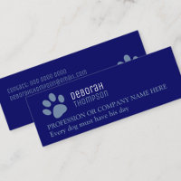 Pet Lover Dog Paw Print Blue Cartão de visita