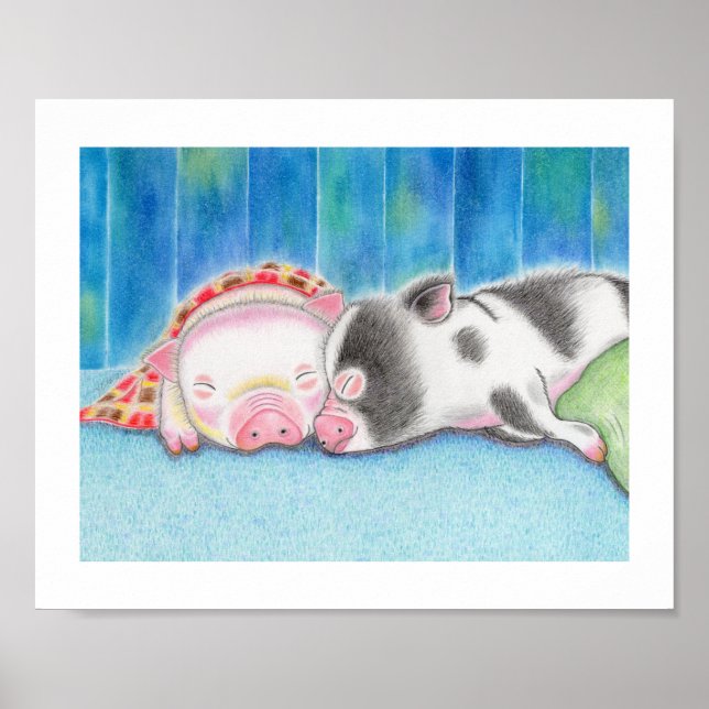 Mini Pigs Piglets Kids Art Poster Print (Frente)