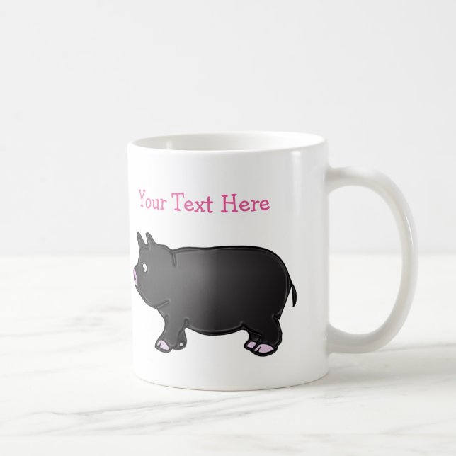 Mini porco preto personalizado caneca de um branco (Direita)