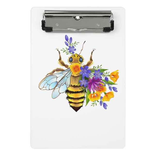 Mini Prancheta Abeja flor com plantas silvestres (Frente)