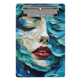 Mini Prancheta Abstract art painting female face ocean waves