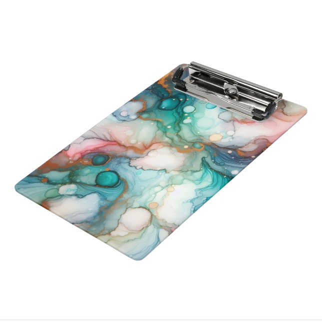 Mini Prancheta Abstract in Pink, Teal, Blue, and Gold (Inclinado3)