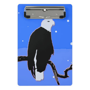 Mini Prancheta Águia Balda no inverno - Arte Original da Vida Se