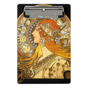 Mini Prancheta Alfonse Mucha Zodiac Art Nouveau Mulher