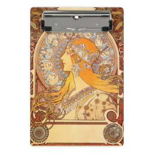 Mini Prancheta Alfonse Mucha Zodiac Art Nouveau Mulher