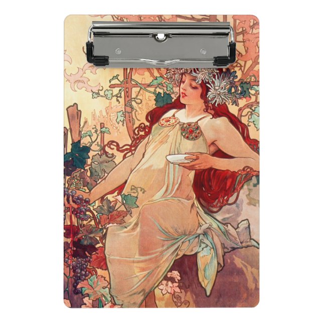 Mini Prancheta Alphonse Mucha, As Estações, Outono (1896)  (Frente)