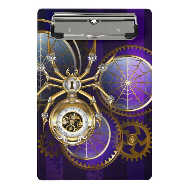 Mini Prancheta Aranha Steampunk no fundo roxo (Frente)