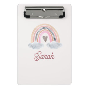 Mini Prancheta Arco-Íris Rosa com Nuvens para Bebê-Chuva para Men
