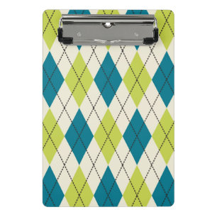 Mini Prancheta Argyle azul e verde