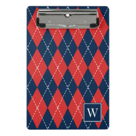 Mini Prancheta Argyle Costurado à Mão – Vermelho Branco & Azul Ma