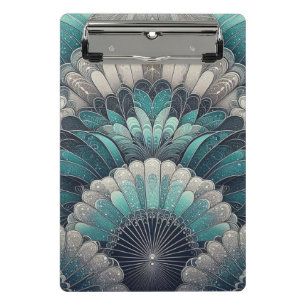 Mini Prancheta Art Nouveau Ventiladores Azuis e Prateados