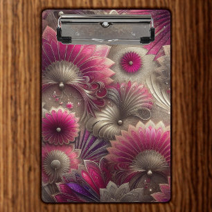 Mini Prancheta Art Nouveau Ventiladores rosa e prateados