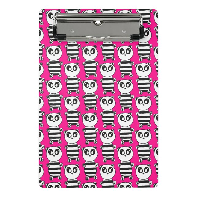 Mini Prancheta Arte de Panda Preto e Branco Divertida (Frente)