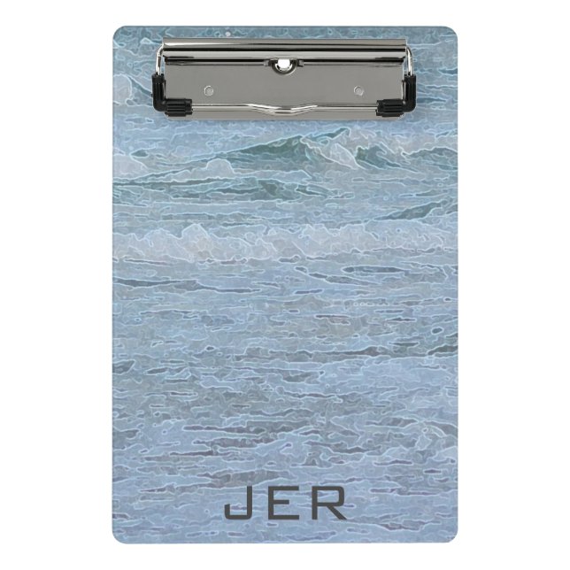 Mini Prancheta Arte Monogramada Ondas do Oceano Azul Verde Artíst (Frente)
