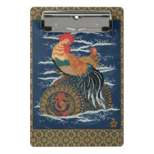 Mini Prancheta Arte Vintage de Galo Galinha Dragão Japonês