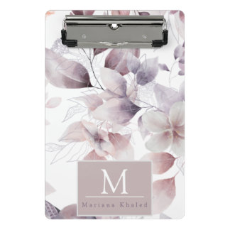 Mini Prancheta Aves Florais, chá de fraldas natural roxo e branco