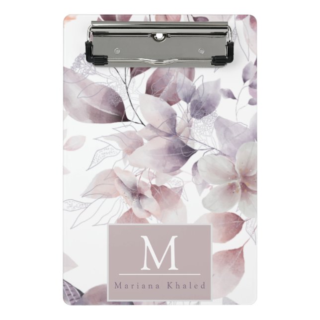 Mini Prancheta Aves Florais, chá de fraldas natural roxo e branco (Frente)