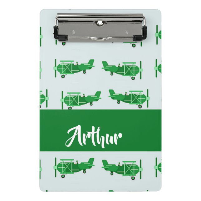 Mini Prancheta Aviões voadores verdes em azul (Frente)