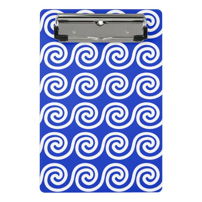 Mini Prancheta Azul Padrão de Ondas Chave Meander Grego (Frente)