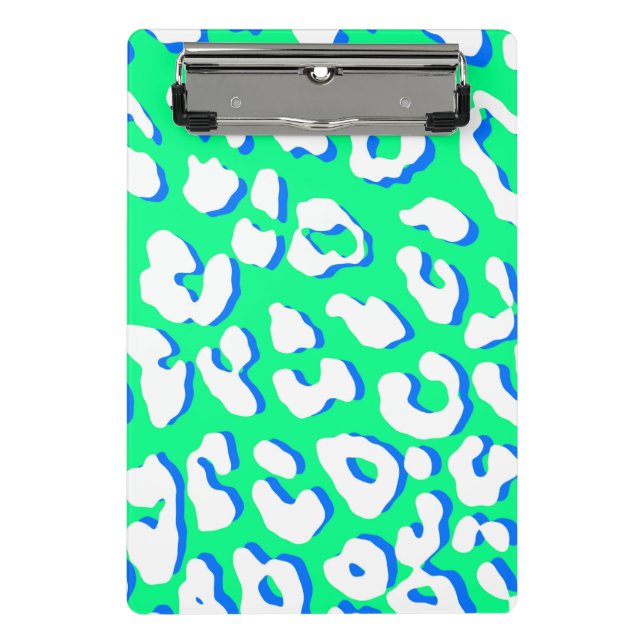 Mini Prancheta Azul Verde-Leopardo Branco (Frente)