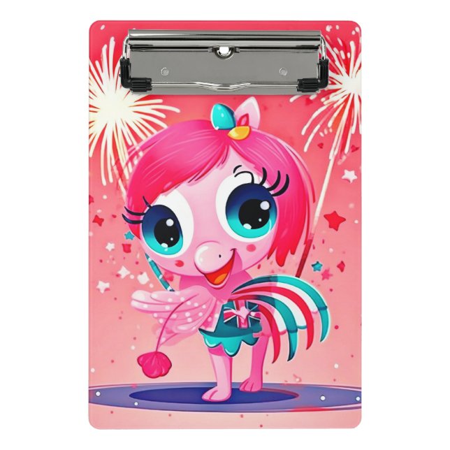 Mini Prancheta Bandeira Americana com Flamingo Cartoon-69217 (Frente)