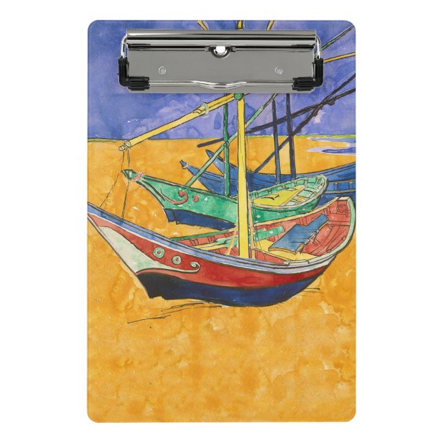 Mini Prancheta Barcos de Van Gogh Impressionismo Praia (Frente)