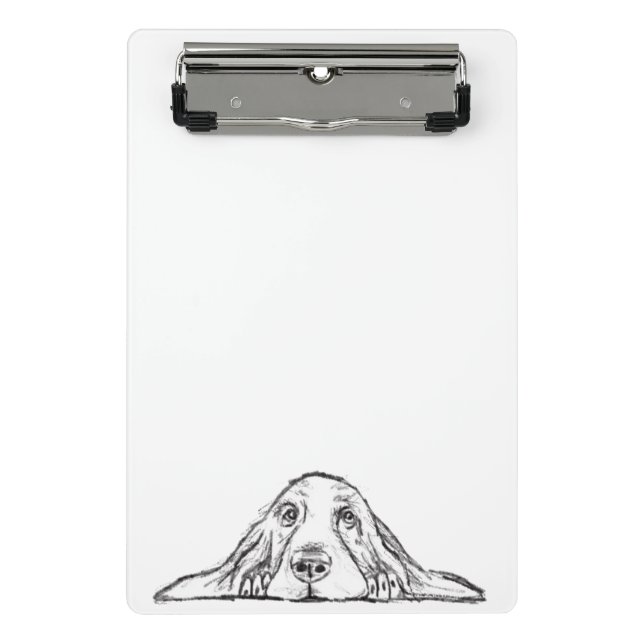 Mini Prancheta basset hound preto branco simples olhos de cachorr (Frente)