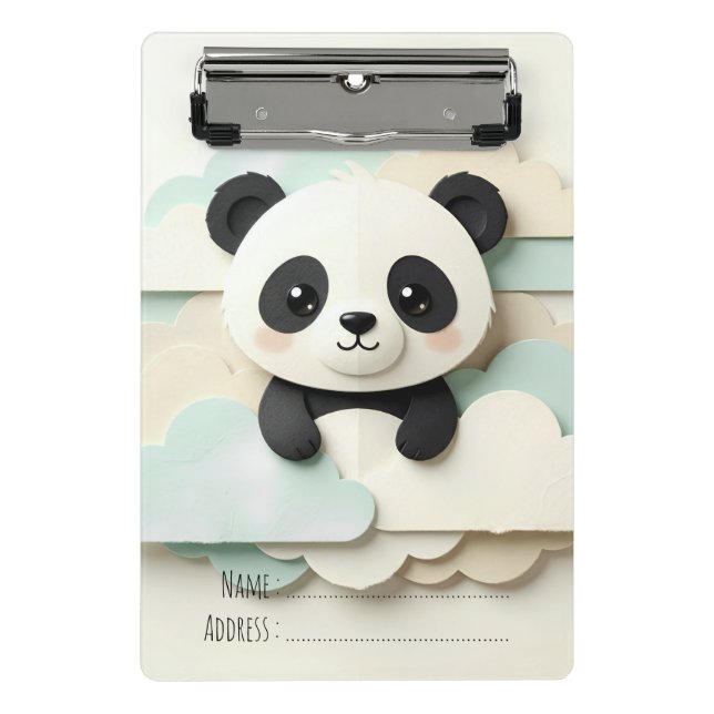 Mini Prancheta Bebê Panda Dobrado | Origami Fofo  (Frente)