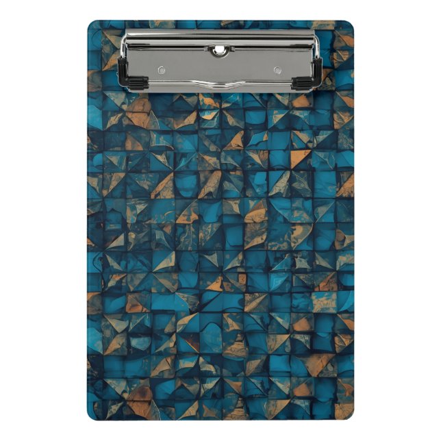 Mini Prancheta Bela Aparência de Patchwork em Teal Escuro (Frente)