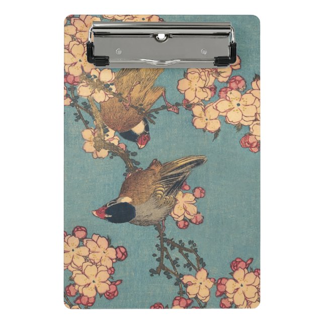 Mini Prancheta Birds Flowers Hokusai Art Japonês (Frente)