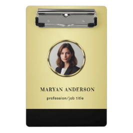 Mini Prancheta Black & gold design, Logo or Photo in gold circle,