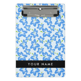 Mini Prancheta Blue Hibiscus, Blue Flowers, Seu Nome