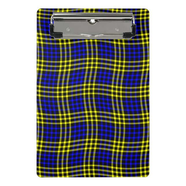 Mini Prancheta Blue Yellow Plaid Checker Seamless Pattern (Frente)