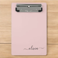 Blush Dusty Pink Modern Script Girly Monograma Nom