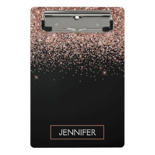 Mini Prancheta Blush Rosa Brilho Dourado Rosa Monograma Nome Femi