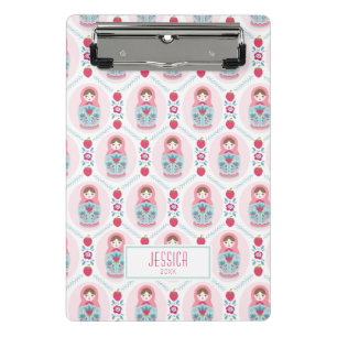 Mini Prancheta Boneca Rosa Matryoshka
