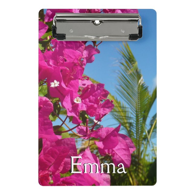 Mini Prancheta Bougainvillea and Palm Tree Tropical Nature Scene (Frente)
