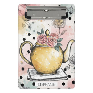 Mini Prancheta Bule de Chá Floral Caprichoso – Aconchegante Cotta