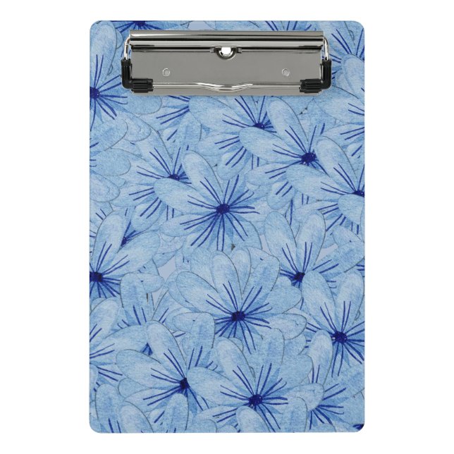 Mini Prancheta Buquê de Flores Selvagens Azuis de Aquarela (Frente)